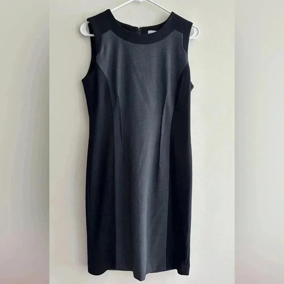 Calvin Klein Color Block Knee Length Professional Sheath Dress, Size 8 - Picture 2 of 15